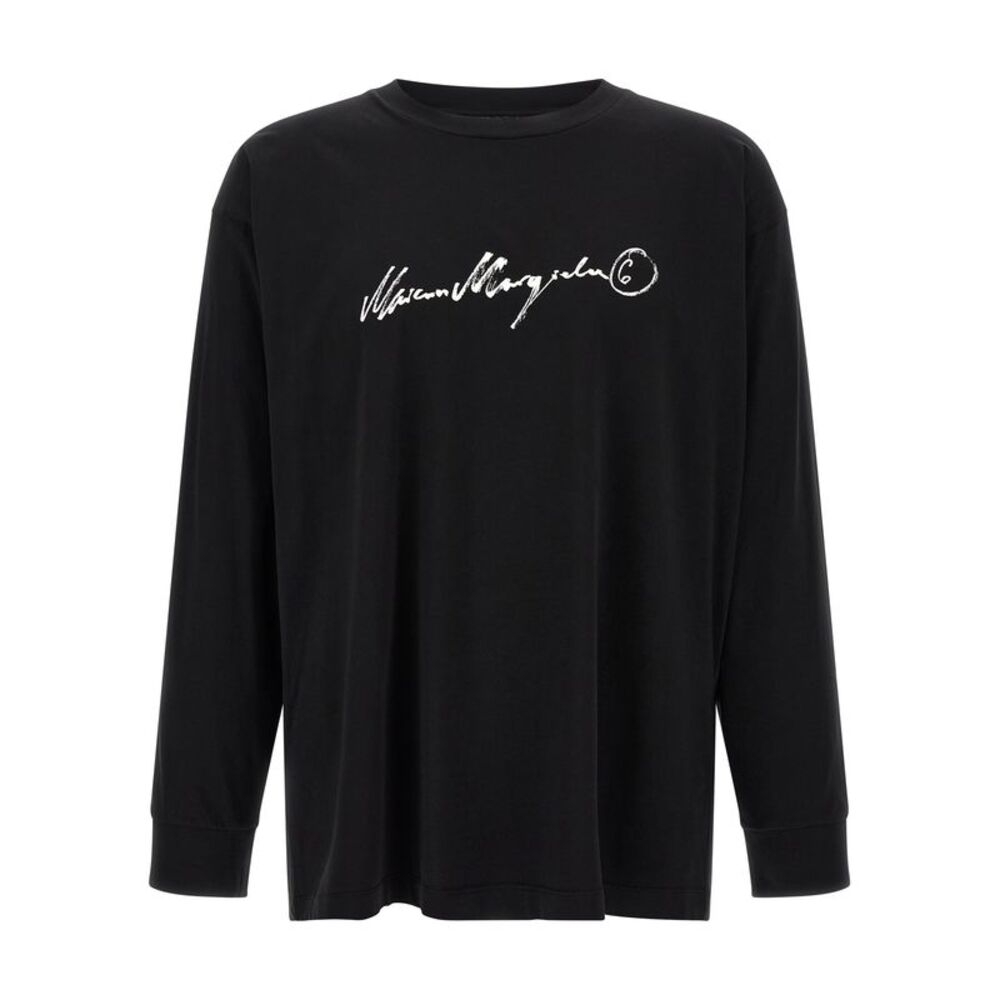 MM6 Maison Margiela Black Cotton Long Sleeve Women's T-Shirt
